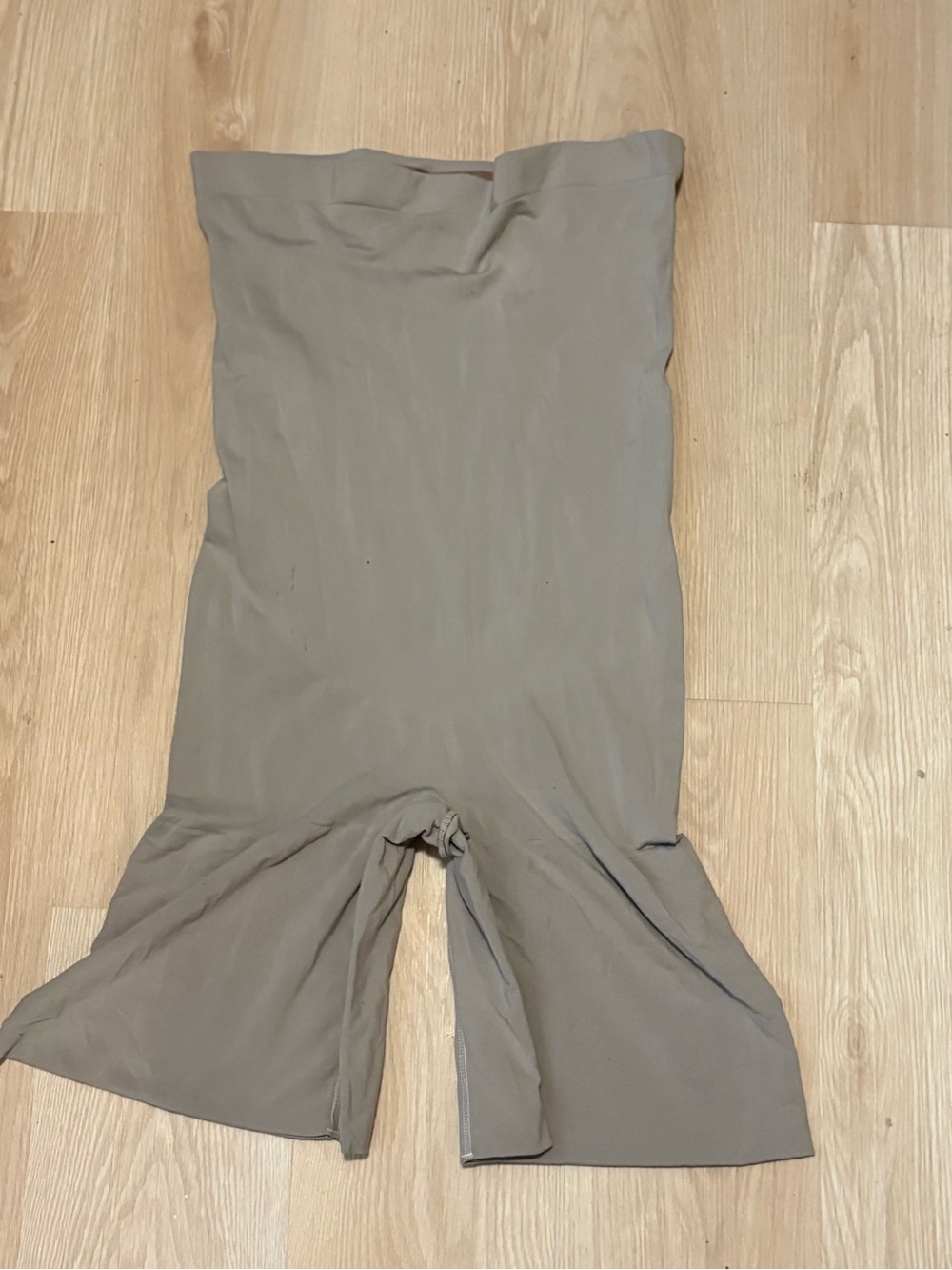 High-Rise Strapless Jumpsuit Romper in Taupe